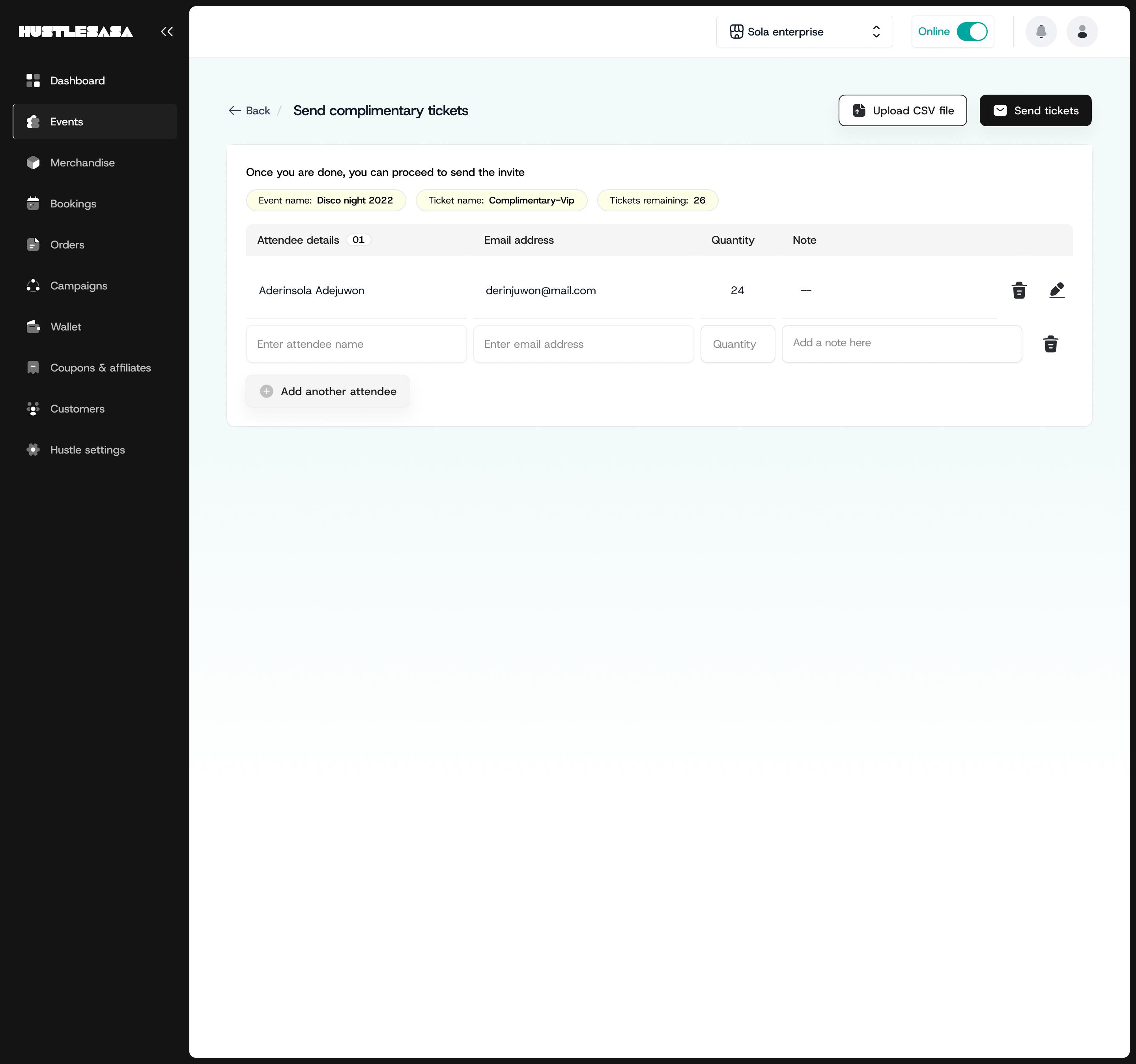 One attendee added manually